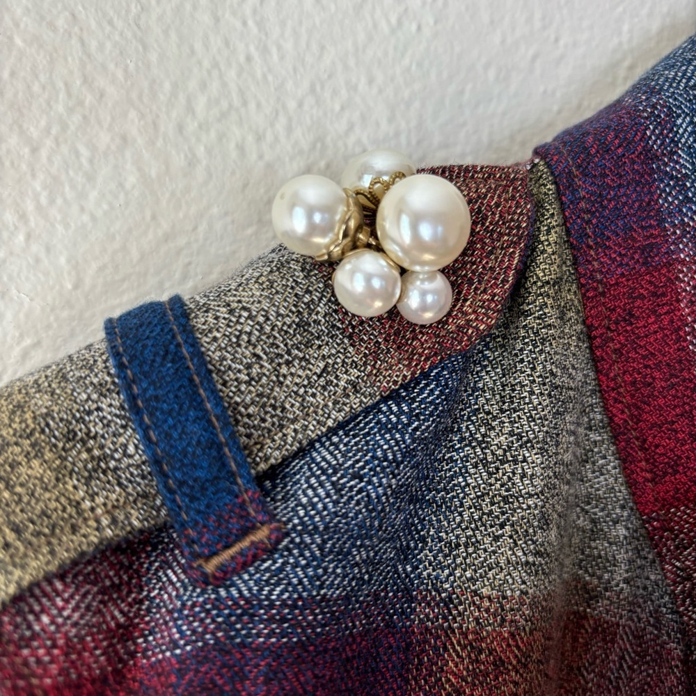 CAbi Plaid Collage Flannel Full Zip Pearl Multicolor Shacket Women’s Size M 3555 - Picture 4 of 7